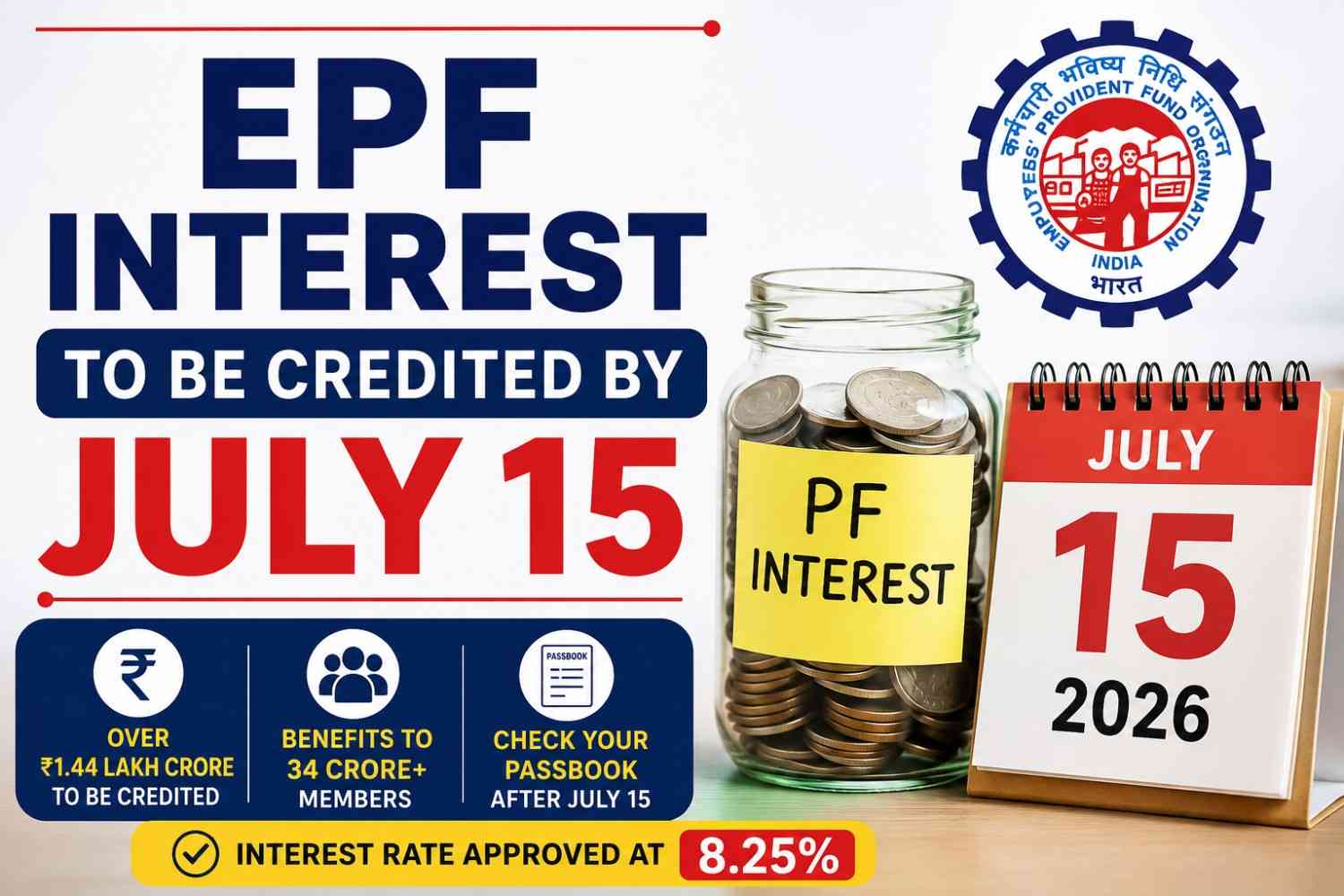 EPF Interest to Be Credited by July 15: Check When PF Money Will Reach Your Account