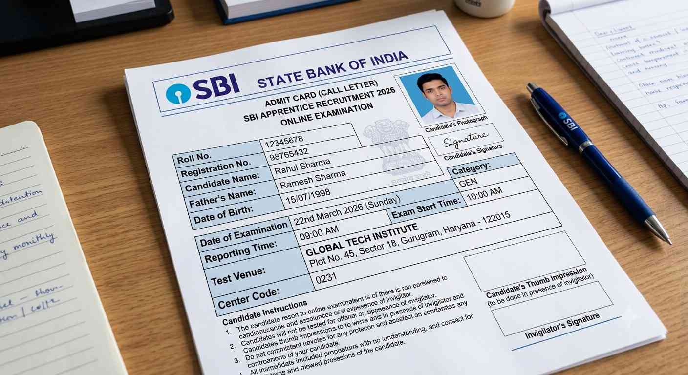 SBI Apprentice Admit Card 2026 Released at sbi.bank.in: Download Hall Ticket Direct Link, Step-by-Step Guide