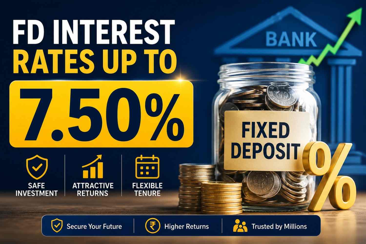 FD Interest Rates Up to 7.50%: 3 Banks Offering High Returns on Fixed Deposits