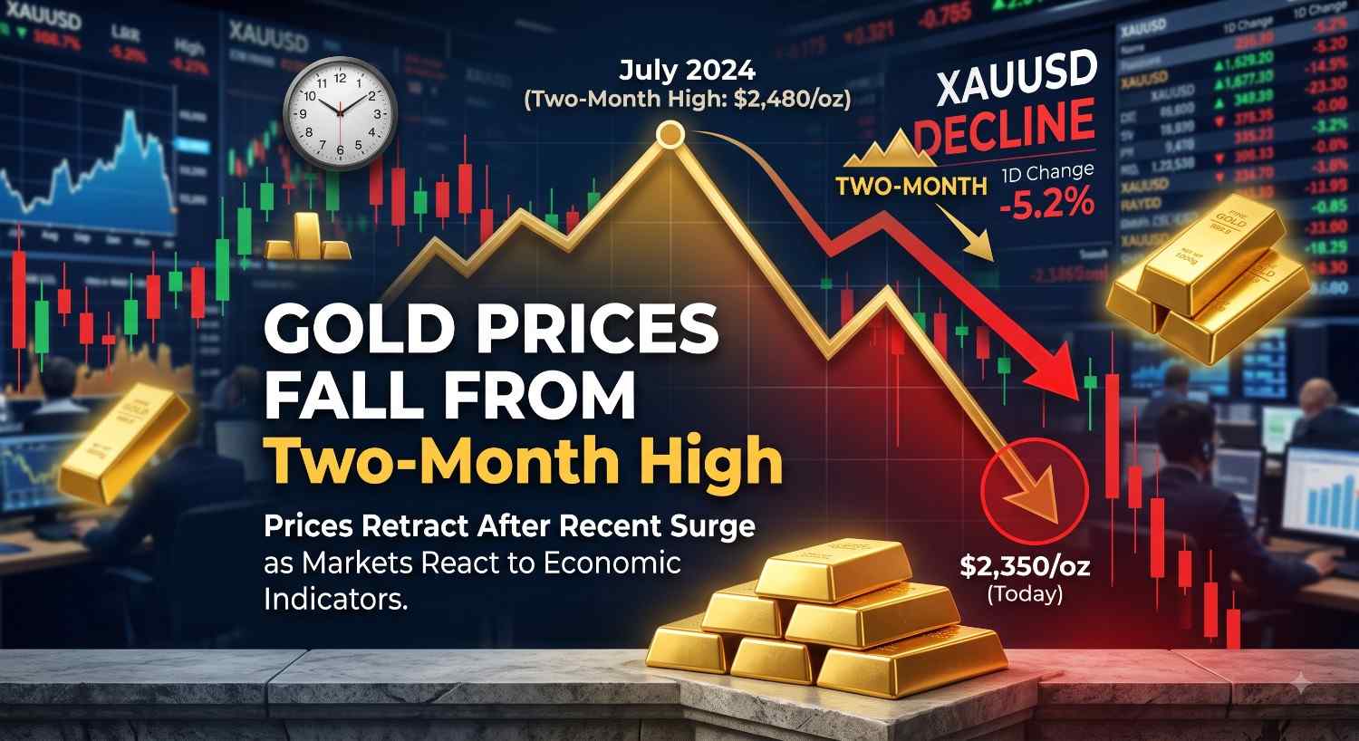 Gold Prices Fall From Two-Month High as Post-Rally Profit-Taking Hits Market