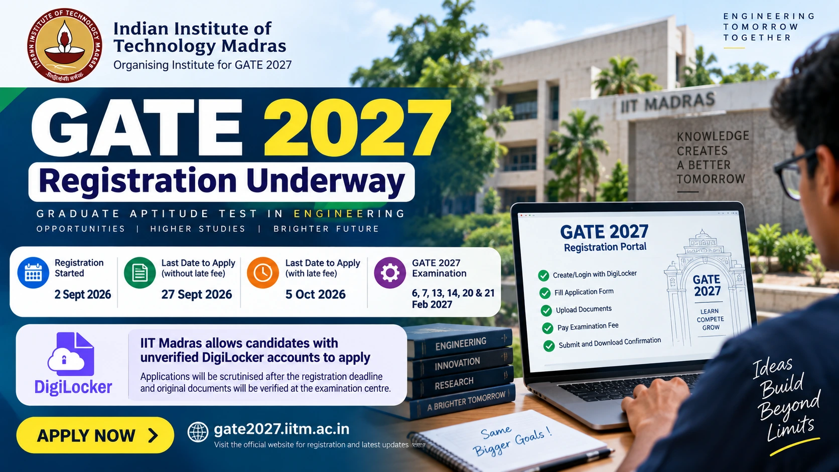 GATE 2027 Registration: IIT Madras Allows Candidates With Unverified DigiLocker Accounts to Apply; Check Important Dates, Eligibility and Application Process