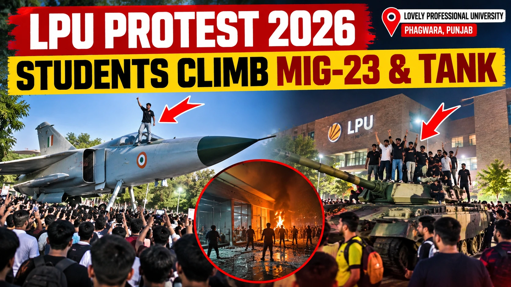 LPU Protest 2026: Students Climb MiG-23, Tank in Punjab
