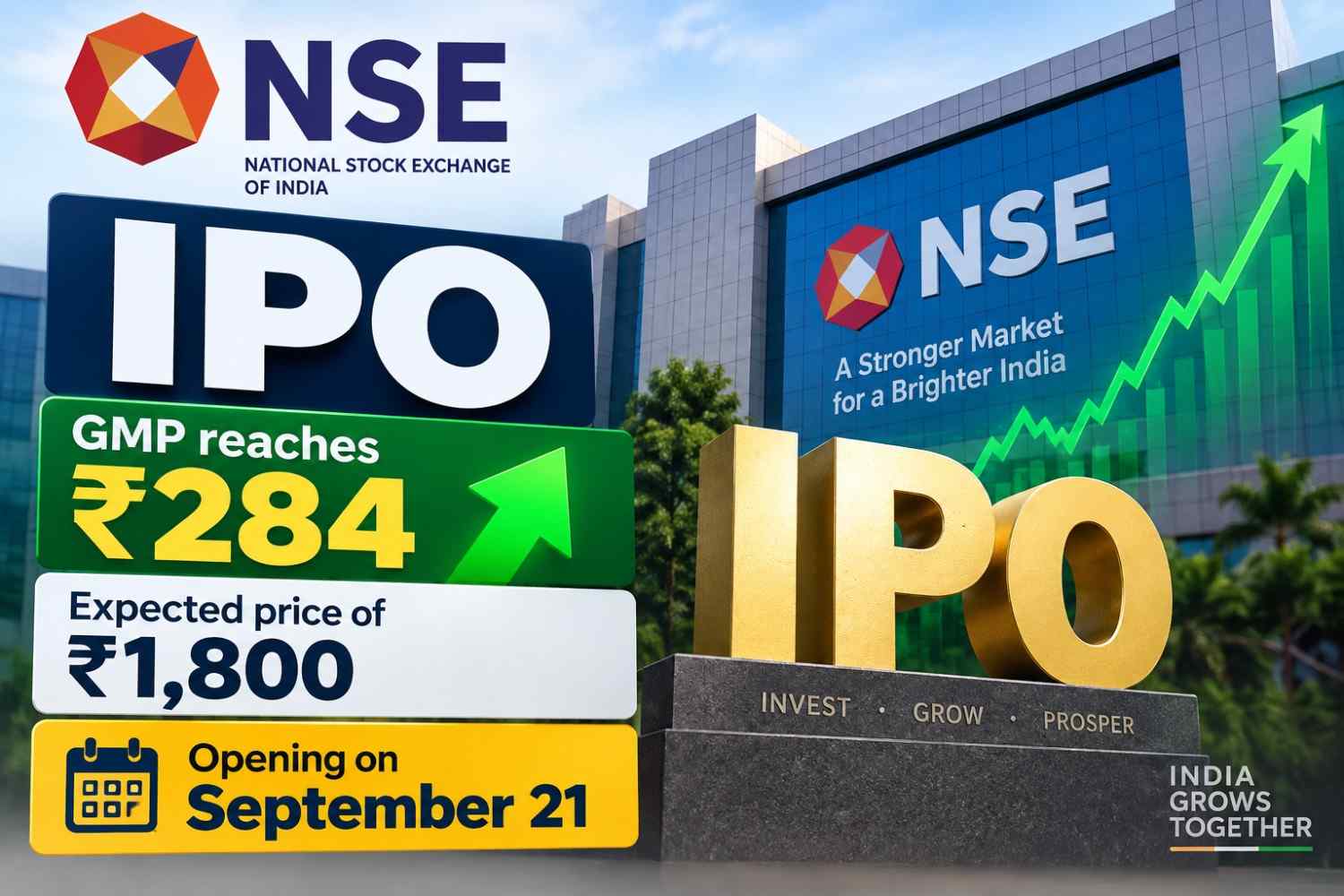 NSE IPO: GMP reaches ₹284; expected price of ₹1,800 and opening on September 21