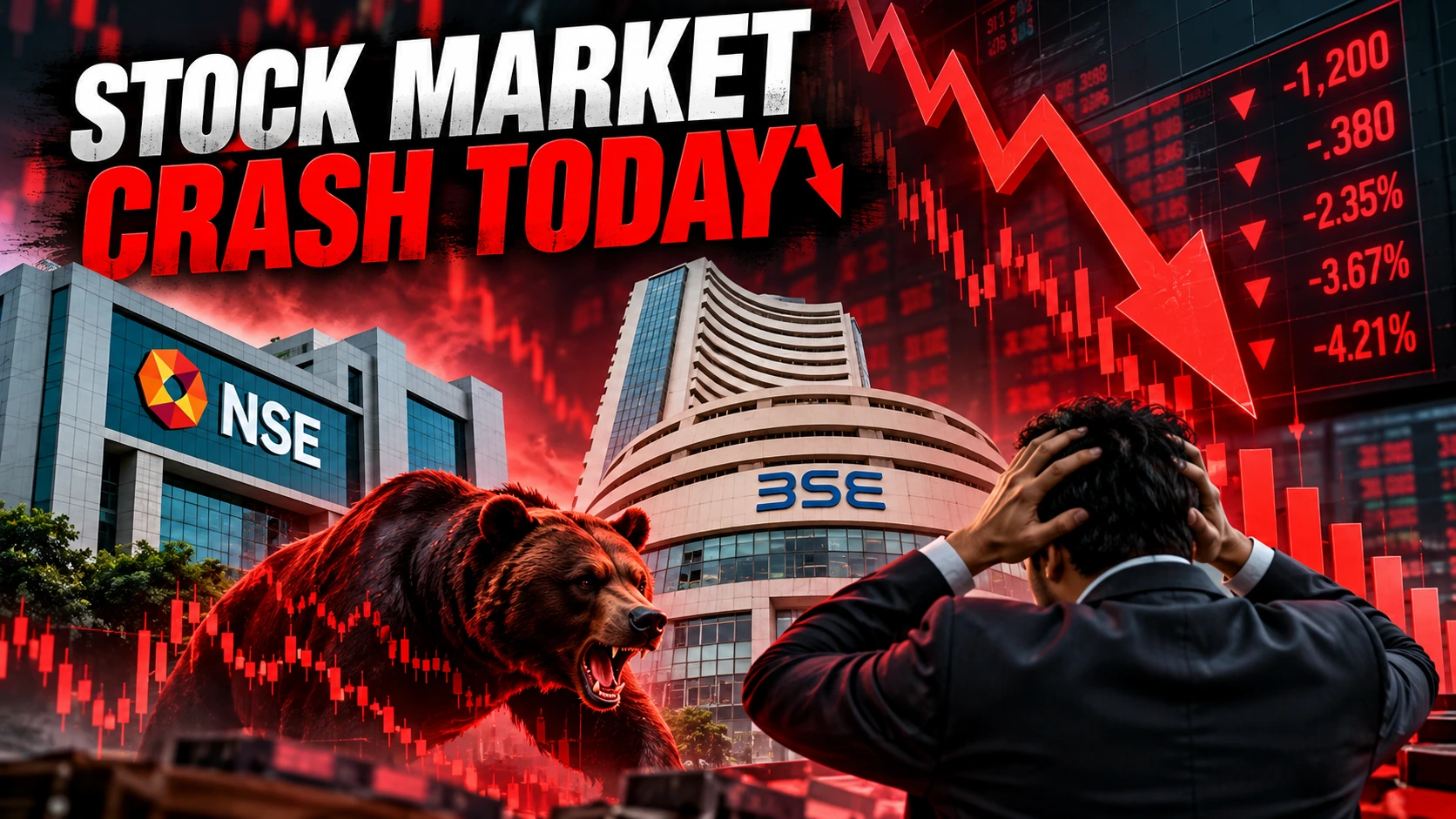 Stock Market Crash Today: Sensex Falls 1,248 Points