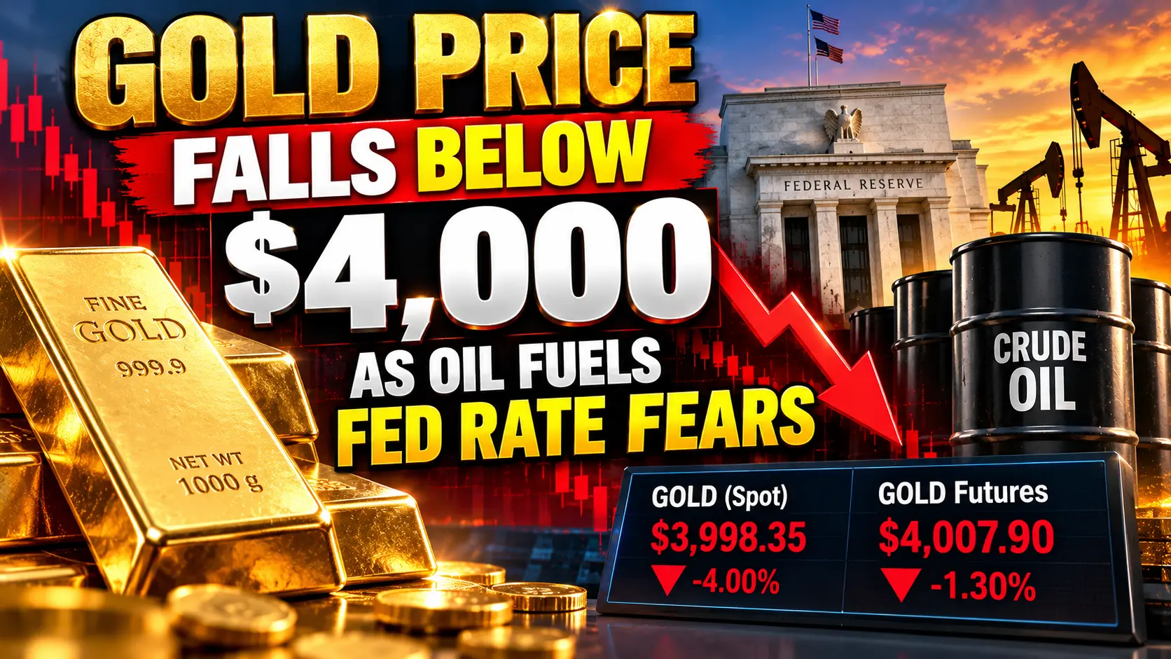 Gold Price Falls Below $4,000 as Oil Fuels Fed Rate Fears 1 Gold Price