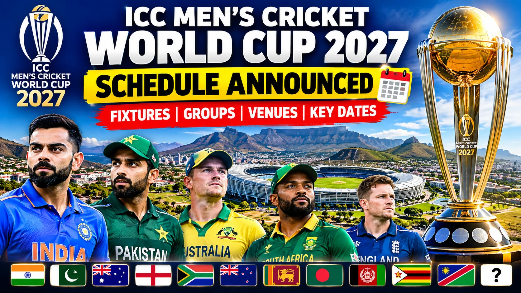 ICC Men’s Cricket World Cup 2027 Schedule & Fixtures